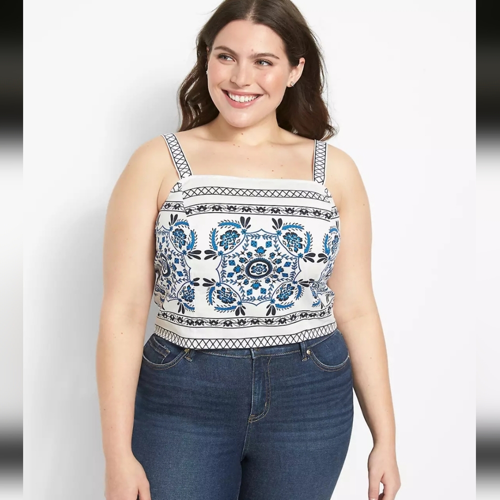 Lane Bryant Fitted Square Neck Bodice Crop Tank
